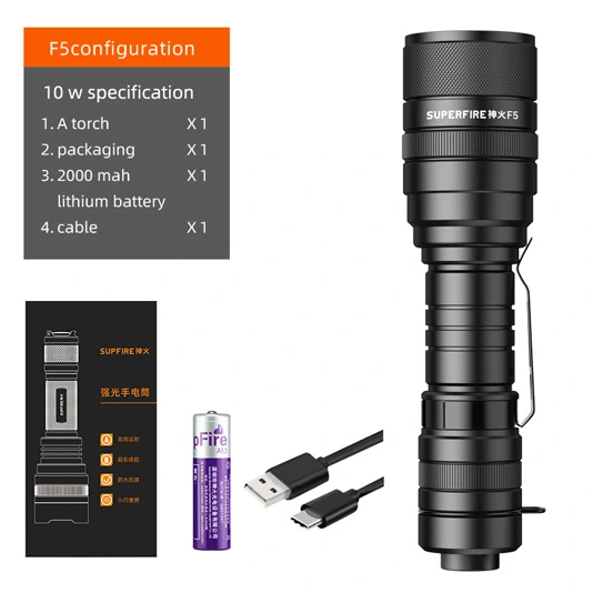 SUPERFIRE F5 1100 Lumens Lanterna Tática Zoomable