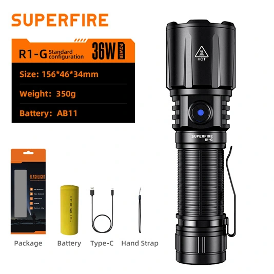 SUPERFIRE R1-G 2300 lúmens com zoom de alta potência USB tipos de lanterna recarregável