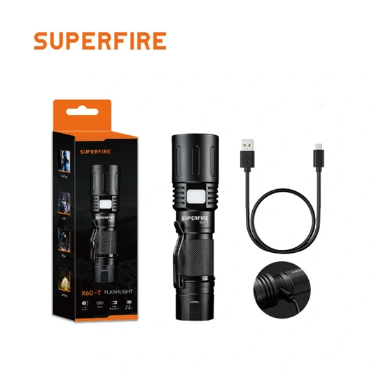 X60-T SUPERFIRE Lanterna LED com zoom de 2000 lúmens