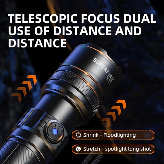 SUPERFIRE Y25 600 lúmens lanterna com zoom