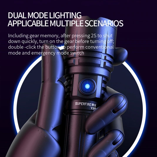 SUPERFIRE Y20 1200 lúmens de alta potência Lanterna de longo alcance recarregável