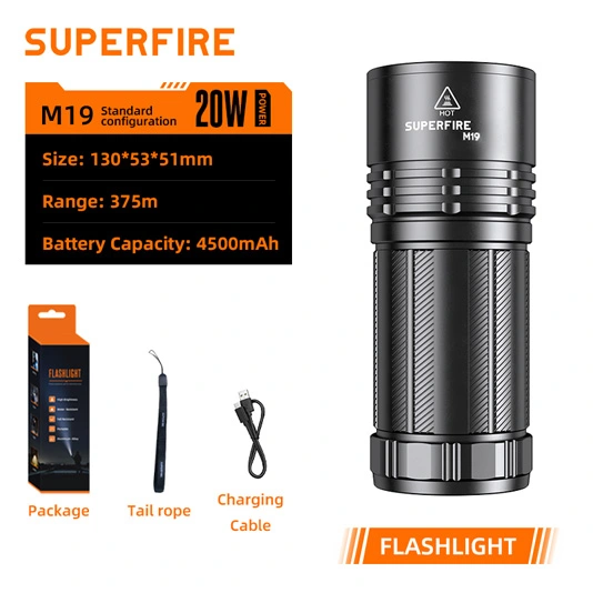 SUPERFIRE M19 Lanterna de longo alcance com zoom