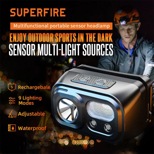 SUPERFIRE HL23/HL23-A/HL23-S USB Recarregável LED Sensor Farol