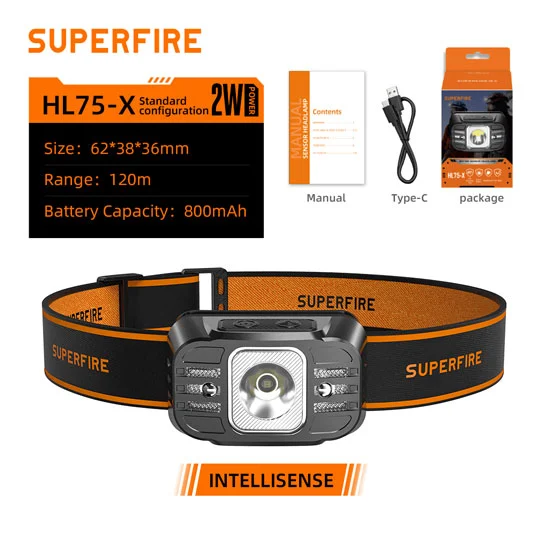 SUPERFIRE Série HL75 Tocha de Cabeça de Sensor de Movimento