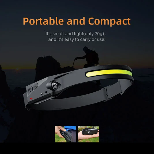 Farol recarregável da série SUPERFIRE HL65 com sensor de movimento