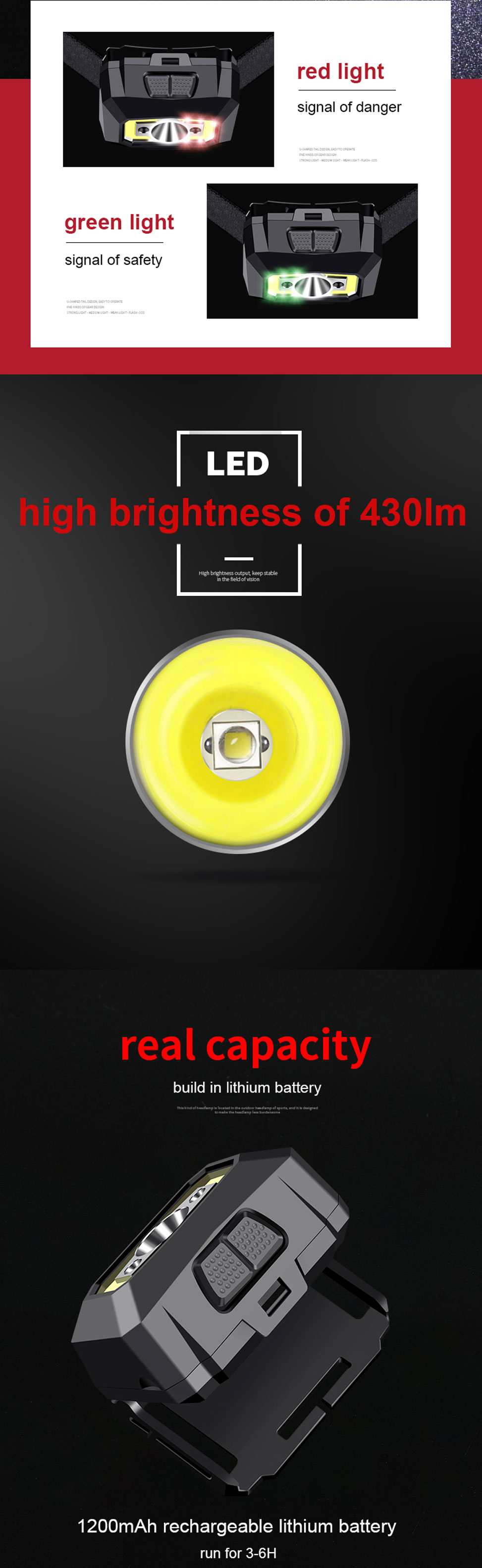 head lamp red head lamp red