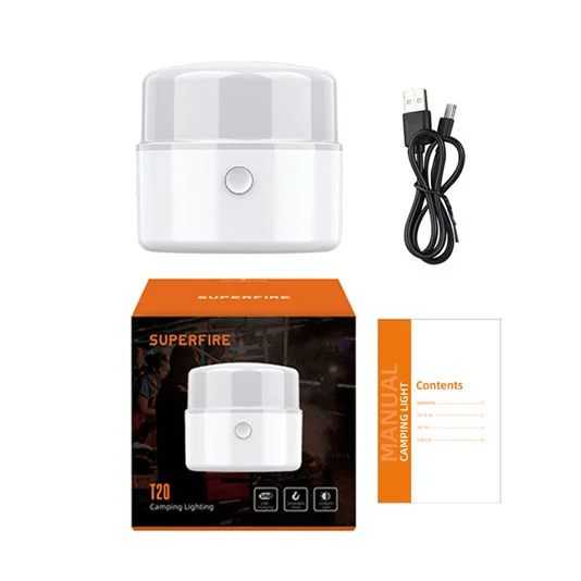 SUPERFIRE T20 USB Lanterna de Acampamento Recarregável
