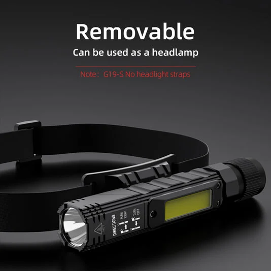 SUPERFIRE G19 multifuncional recarregável COB luz de trabalho com base magnética