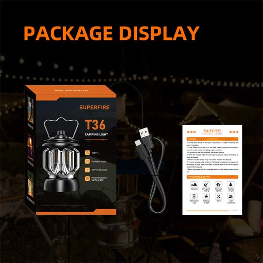 SUPERFIRE T36 Lâmpada de acampamento ao ar livre