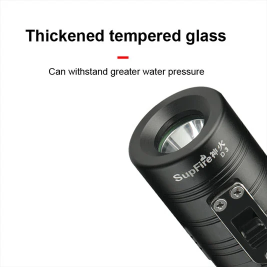 SUPERFIRE D3 poderosa lanterna de mergulho recarregável à prova d'água
