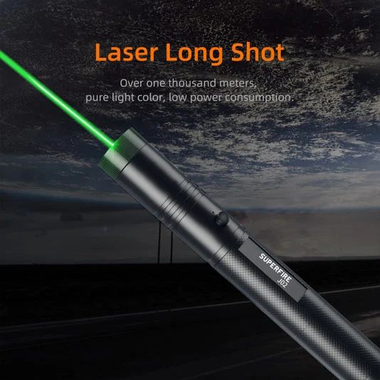 SUPERFIRE J02 Pequena Lanterna LED Recarregável Com Ponteiro Laser