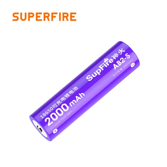 SUPERFIRE AB2-S 18650 bateria 2000mAh bateria de lítio recarregável de 3,7 volts