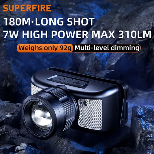 SUPERFIRE HL91 310 Lumen Farol com luz branca e vermelha