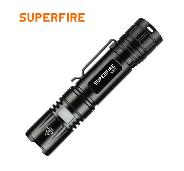 SUPERFIRE Lanterna Zoom de bolso V8-T SOS Luz da tocha