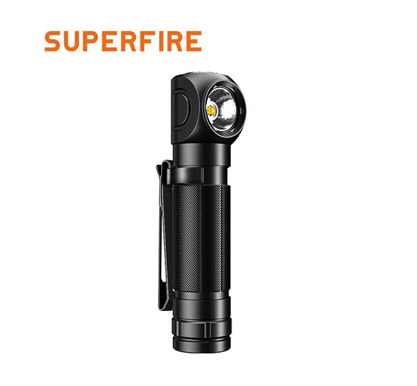 SUPERFIRE TH04 18650 Farol Lanterna Recarregável de Ângulo Direito 90 Graus