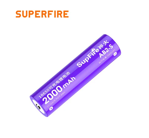 SUPERFIRE AB2-S 18650 bateria 2000mAh bateria de lítio recarregável de 3,7 volts