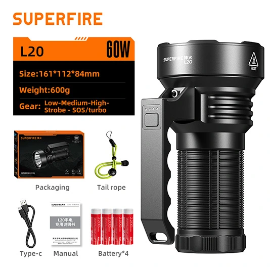 SUPERFIRE L20 Lanterna de grande capacidade