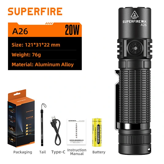 SUPERFIRE A26 Lanterna de alto brilho